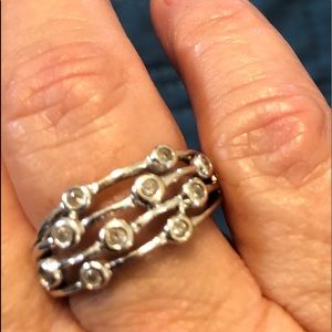 10k white gold with scattered 10 diamond studs